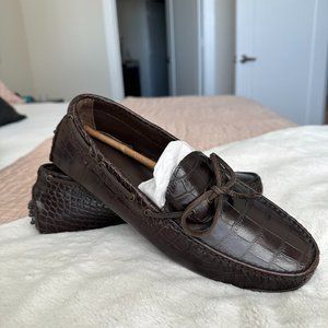 Cole Haan Gunnison Croc-Embossed Driving Moccasins